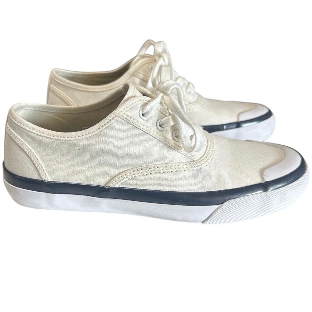 J. Crew womens white canvas deck sneakers. Only worn once. Size 6H